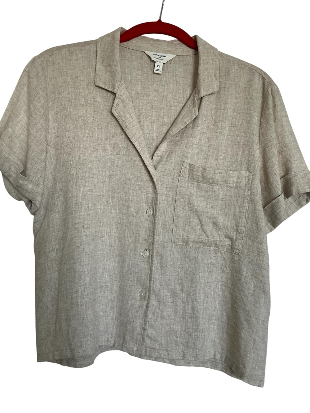 Camp Shirt linen blend BANANA REPUBLIC wheat color, SZ XS